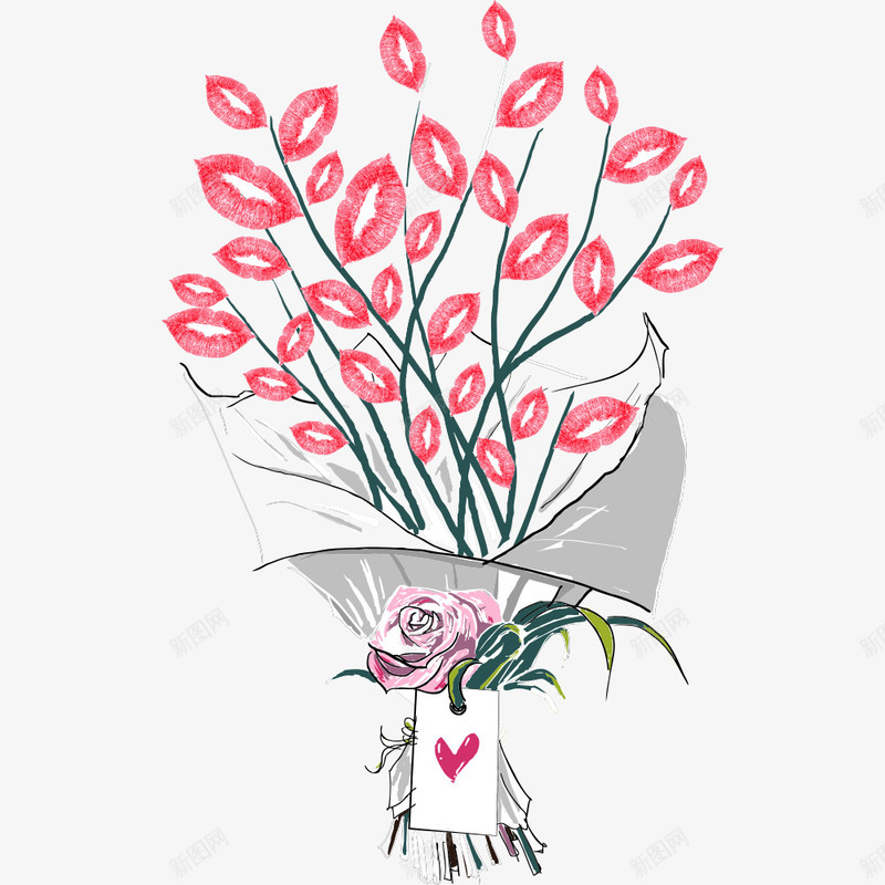 唇印png免抠素材_新图网 https://ixintu.com 唇印 唇印花 嘴唇 嘴巴 性感 花朵