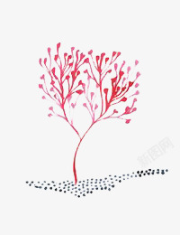 手绘红色珊瑚树素材