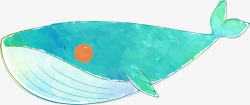 手绘蓝色海洋鱼类鲸鱼素材