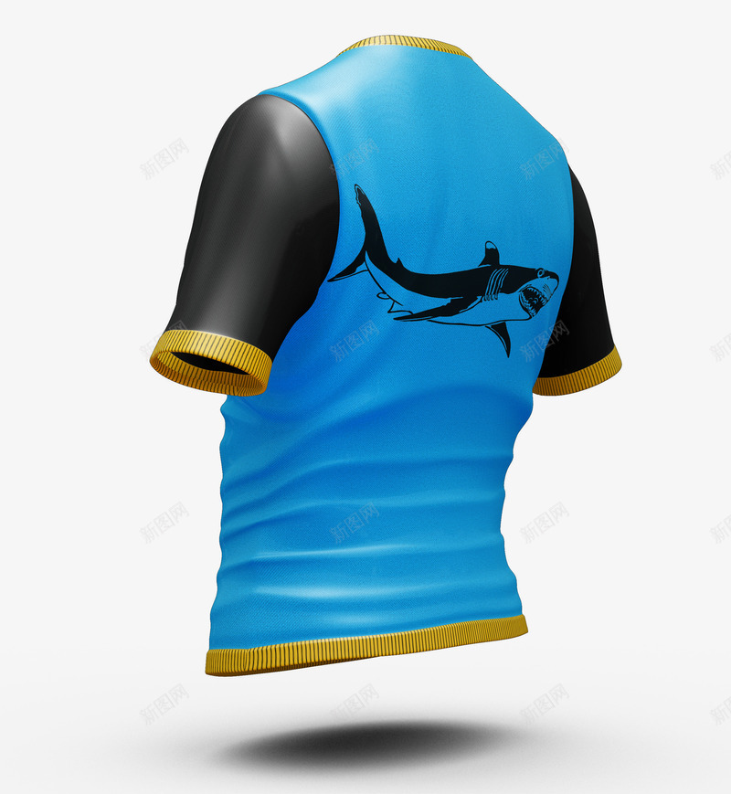 蓝色鲨鱼男款短袖png免抠素材_新图网 https://ixintu.com T恤 半袖 印花 短袖 蓝色 衣服 鲨鱼