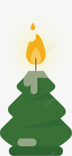 绿色蜡烛黄色烛光火焰素材