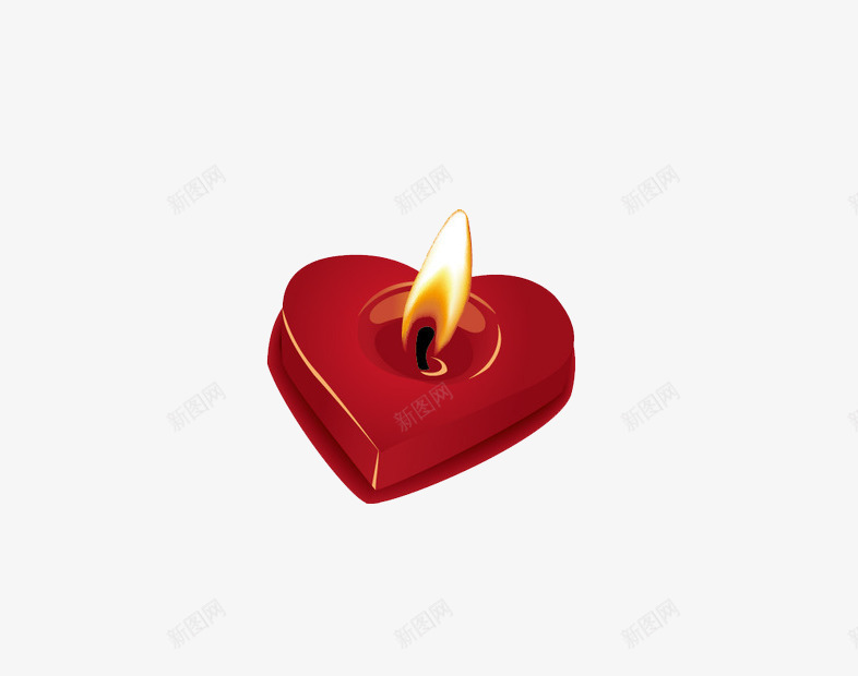 大红色的爱心蜡烛png免抠素材_新图网 https://ixintu.com 火焰 燃烧 红色 蜡烛
