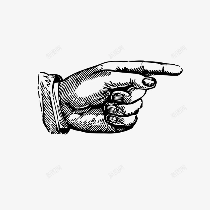手指指向图标png_新图网 https://ixintu.com 一只 人手 卡通 手指 手绘 素描 绘画 黑色