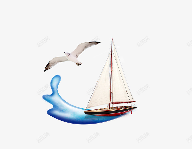 海鸥帆船海洋psd免抠素材_新图网 https://ixintu.com 帆船 沙滩 海洋 海鸥