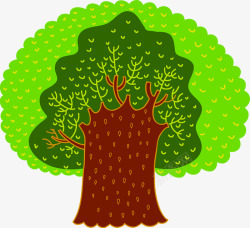 绿色树冠卡通大树中秋素材