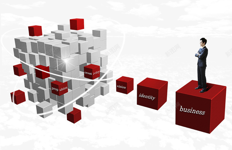 红色立体图形上的男人psd免抠素材_新图网 https://ixintu.com 人物 商务人物 商务男人 男人 立体方块 红色立体图形