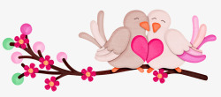 粉色清新花鸟装饰图案素材