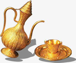 中秋节金色金色酒壶酒杯素材