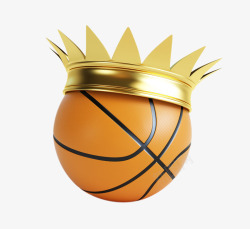 戴金冠的篮球素材
