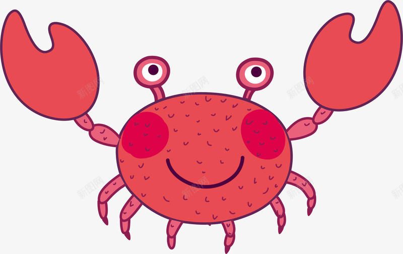 红色卡通螃蟹png免抠素材_新图网 https://ixintu.com 大海 大闸蟹 海洋 红色螃蟹 美食 装饰图案 食物