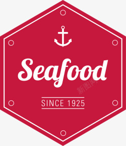 SEAFOOD红色英文标签图案高清图片
