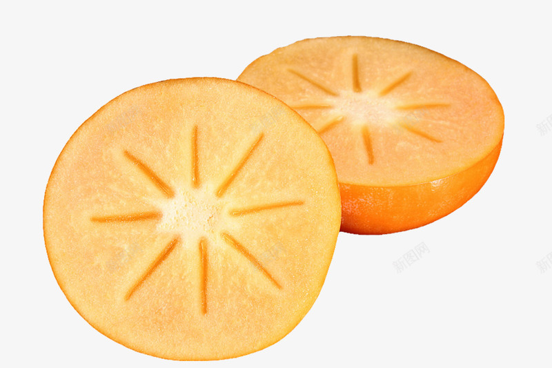 切开的柿子png免抠素材_新图网 https://ixintu.com 柿 柿子 橙色 水果 甜脆 黄柿