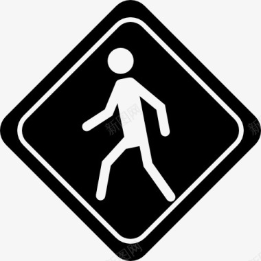 步行步行交通信号的菱面体形状图标图标
