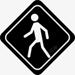 十二面体步行步行交通信号的菱面体形状图标高清图片