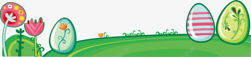 可爱草地场景复活节元素png免抠素材_新图网 https://ixintu.com 可爱的花 复活节 条纹 绿色花纹 花朵 草地 鸡蛋