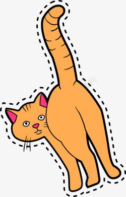 橙色贴纸卡通可爱橙色猫咪高清图片