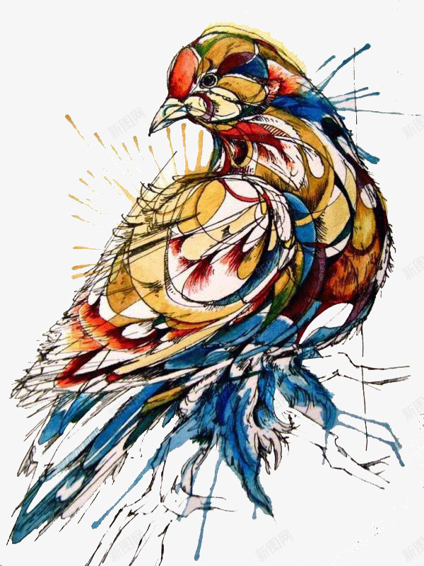 创意鸟水彩画图png免抠素材_新图网 https://ixintu.com 创意 动物 彩绘 彩色 手绘 水彩画 鸟