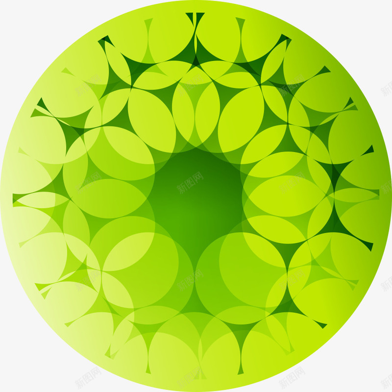 艳丽旋转对称png免抠素材_新图网 https://ixintu.com 中心圆 球 绿色 装饰