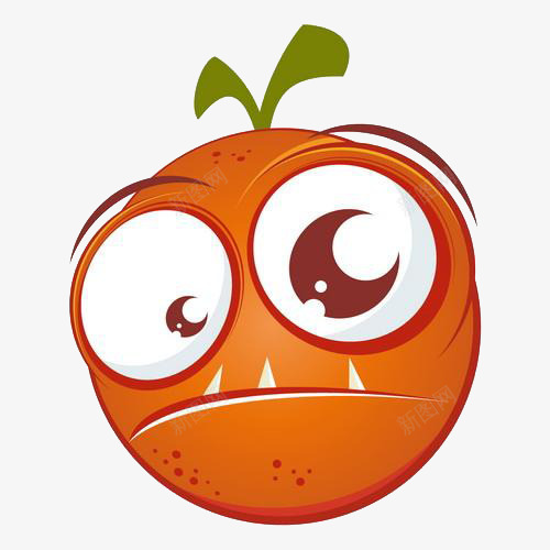 尖牙的小橘子png免抠素材_新图网 https://ixintu.com 卡通 植物 橙色