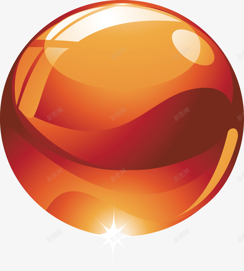 闪耀水晶球png免抠素材_新图网 https://ixintu.com 圆形 橙色 水晶球 闪耀