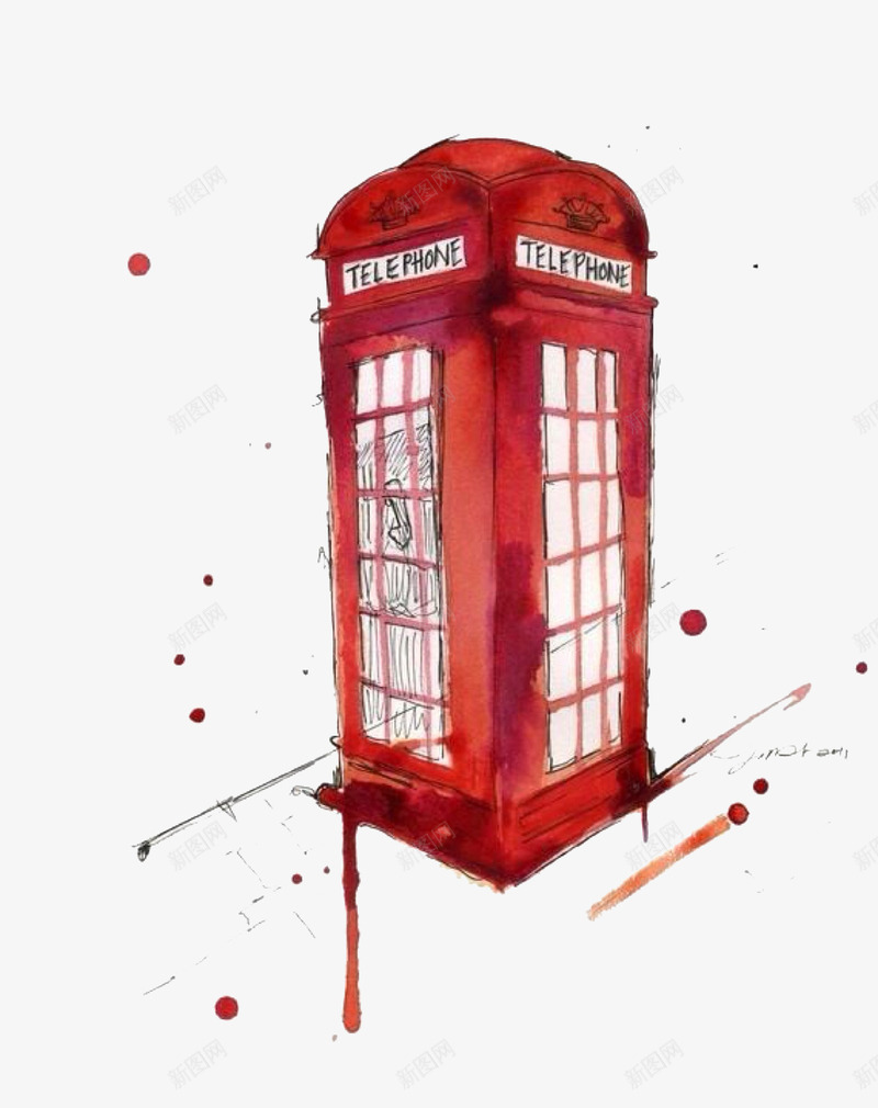 红色电话亭png免抠素材_新图网 https://ixintu.com 小房间 彩绘 油漆 红色电话亭