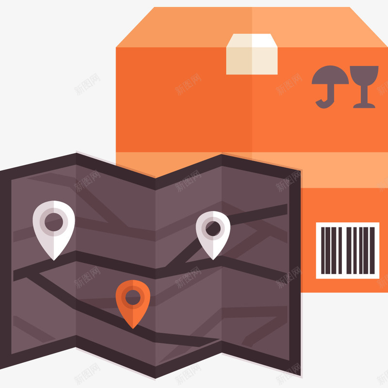 物流橙色货箱地点png免抠素材_新图网 https://ixintu.com 地点 橙色 物流 货箱