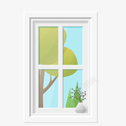 窗外植物创意窗外的风景矢量图高清图片