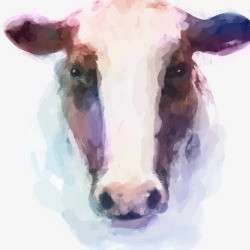 水彩彩绘牛矢量图素材
