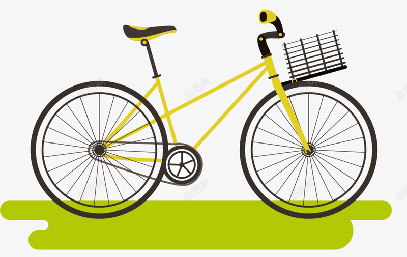 黄色带篓子的单车png免抠素材_新图网 https://ixintu.com 单车 带篓子 时尚单车 时尚的自行车 潮流单车 自行车