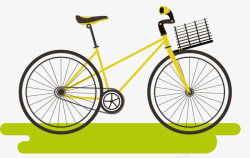 黄色带篓子的单车素材