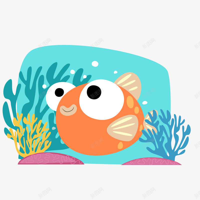 可爱的小鱼动物矢量图ai免抠素材_新图网 https://ixintu.com 创意 动物设计 卡通 可爱 大眼睛 橙色 金鱼 矢量图