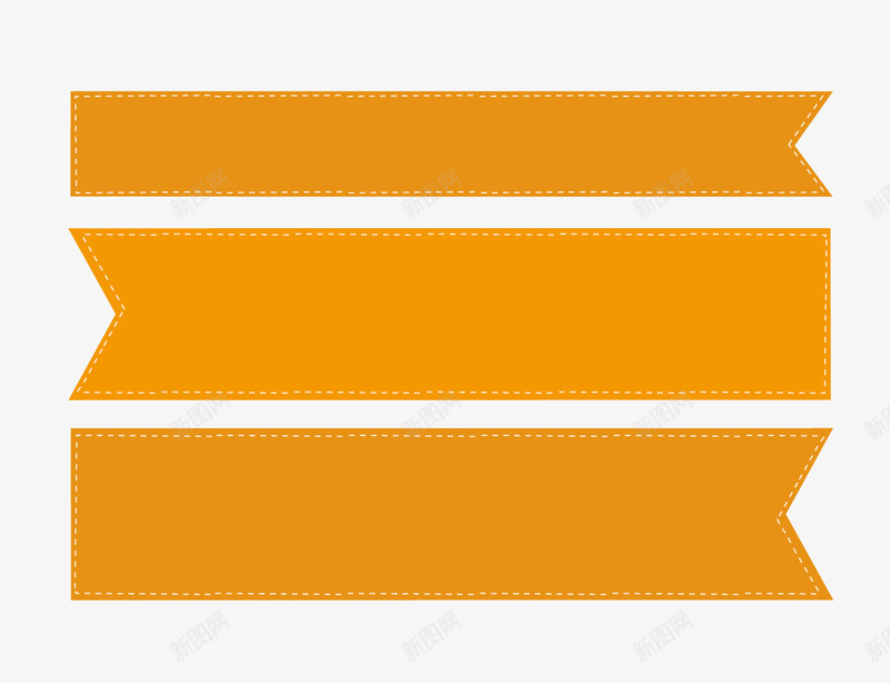 橙色装饰png免抠素材_新图网 https://ixintu.com 旗子 橙色装饰条 车缝线