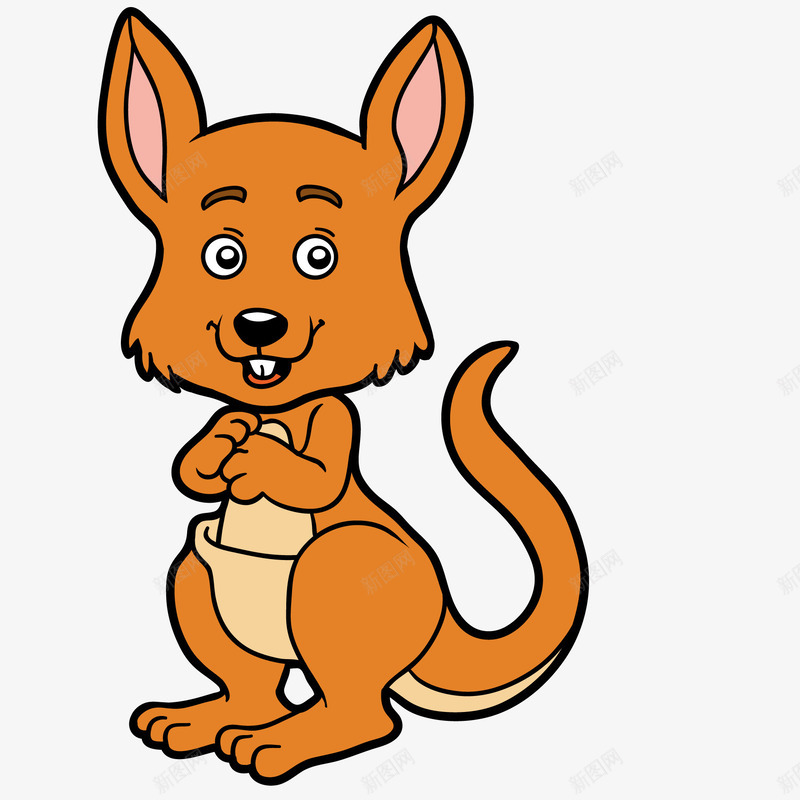 卡通的袋鼠动物矢量图ai免抠素材_新图网 https://ixintu.com 动物设计 卡通 可爱 手绘 橙色 袋鼠 矢量图