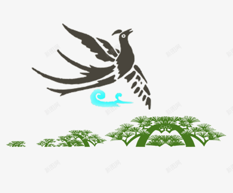 自由自在飞翔的鸟和单色树png免抠素材_新图网 https://ixintu.com 免抠图树林 绿色的树林 飞翔的鸟 鸟