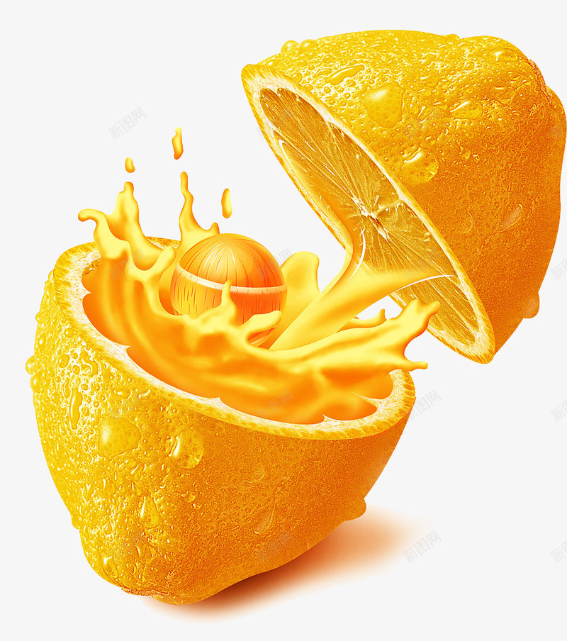 橙子橙汁psd免抠素材_新图网 https://ixintu.com 切开的橙子 橙子 橙汁 橙色