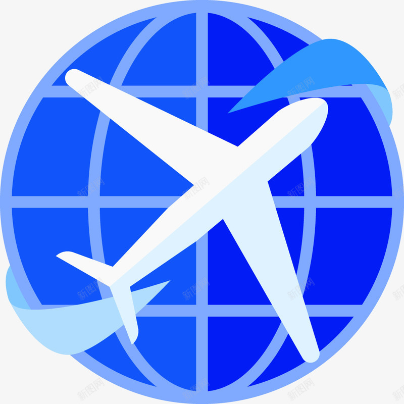 物流蓝色地球飞机飞翔图标png_新图网 https://ixintu.com 地球 物流 蓝色 飞机 飞翔图标