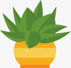绿色条纹花瓶绿色盆栽矢量图高清图片