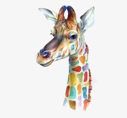 斑块内彩绘长颈鹿头像高清图片