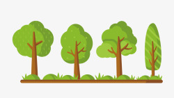 一排绿色树木植物矢量图素材