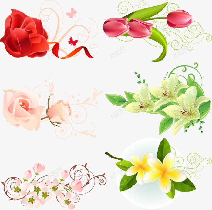 手绘各种颜色的花朵png免抠素材_新图网 https://ixintu.com 各种 花朵 颜色