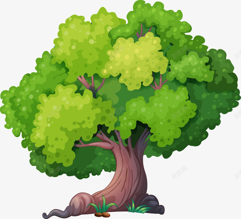 手绘彩色大树18png免抠素材_新图网 https://ixintu.com 大树 手绘 树木 植物