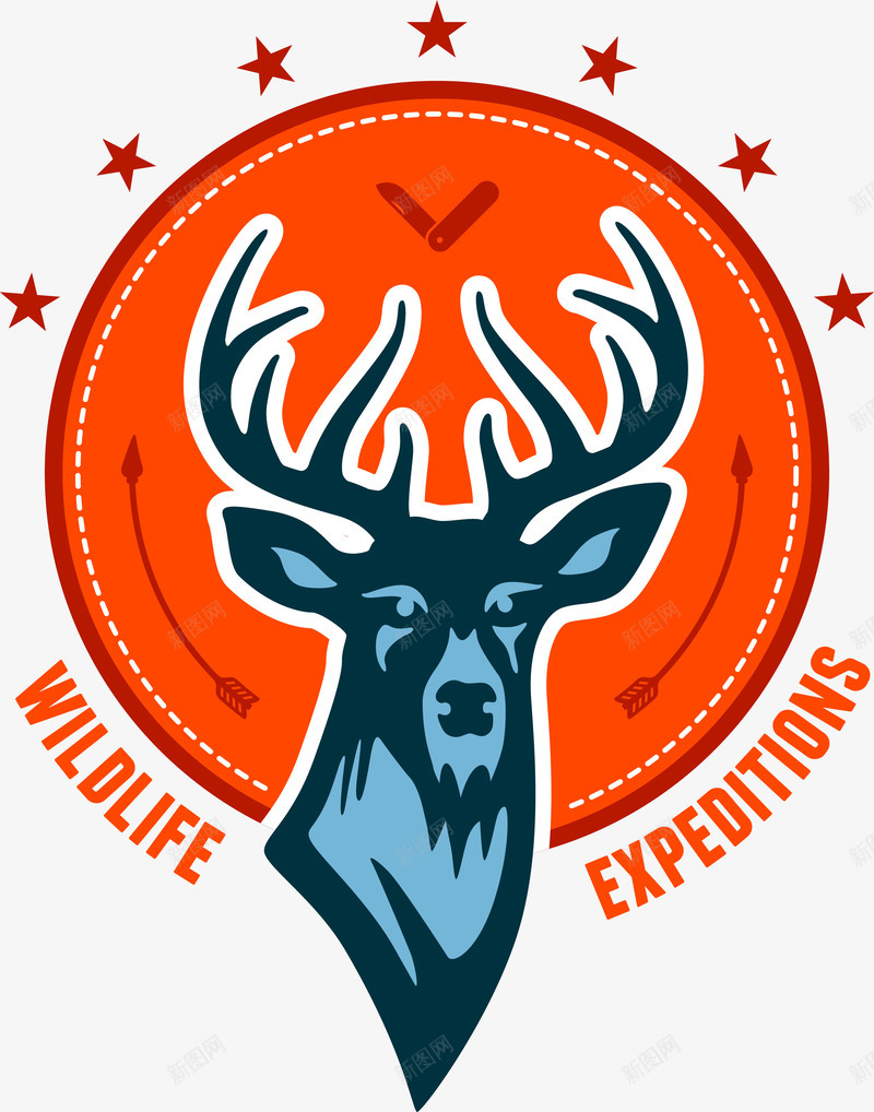 橙色麋鹿动物标签png免抠素材_新图网 https://ixintu.com 优质标签 户外运动 橙色 欧式 麋鹿