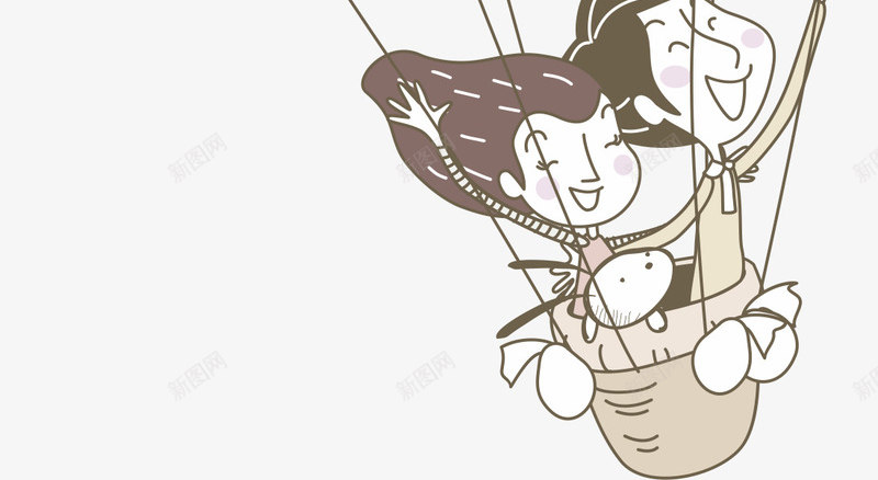 坐热气球的人png免抠素材_新图网 https://ixintu.com 卡通人物 情侣 热气球 飞翔 飞翔的人