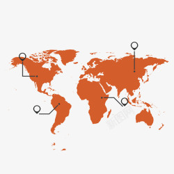 战略分析橙色世界地图矢量图高清图片