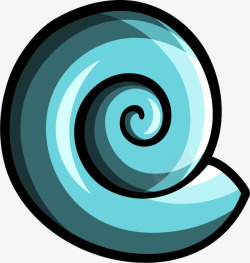 蓝色螺壳手绘蓝色蜗牛壳高清图片