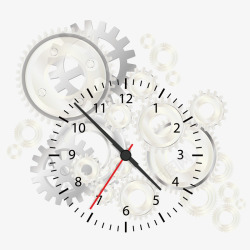 白色指针创意齿轮钟表高清图片