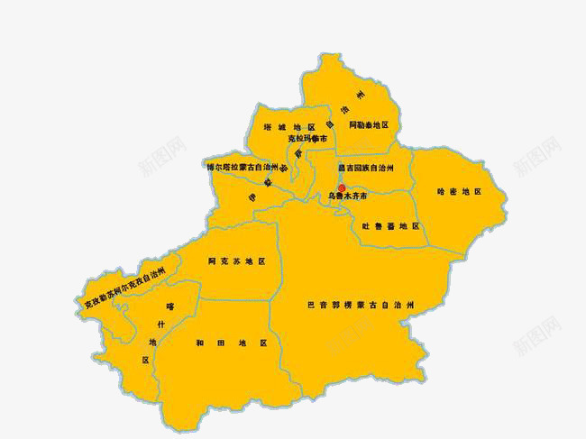 新疆橙色地图png免抠素材_新图网 https://ixintu.com 中国新疆 地图 新疆地图 新疆省地图 橙色地图
