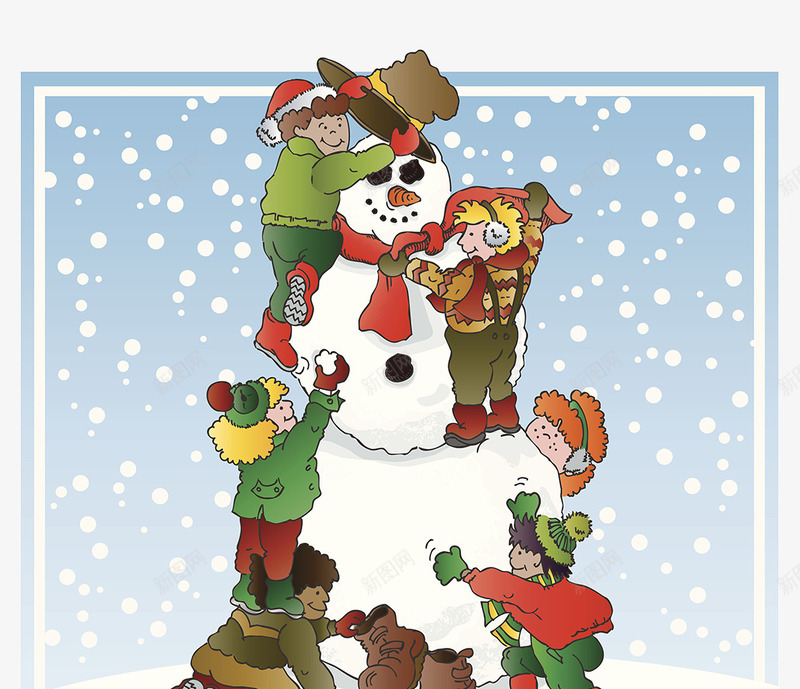 圣诞节堆雪人png免抠素材_新图网 https://ixintu.com 圣诞之夜 圣诞大促 圣诞快乐 圣诞树 圣诞礼物 堆雪人 小孩子 插画卡通 海报设计 玩耍 节日气氛 雪人