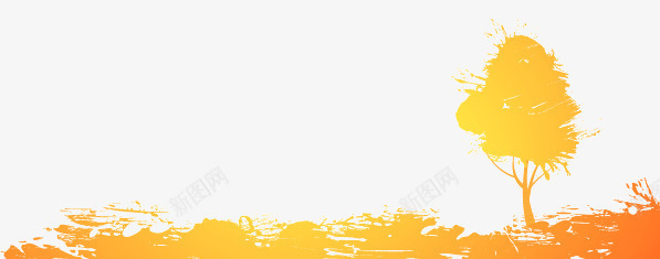 彩绘树木横幅png免抠素材_新图网 https://ixintu.com 喷绘彩绘树木涂鸦横幅植物创意 黄色