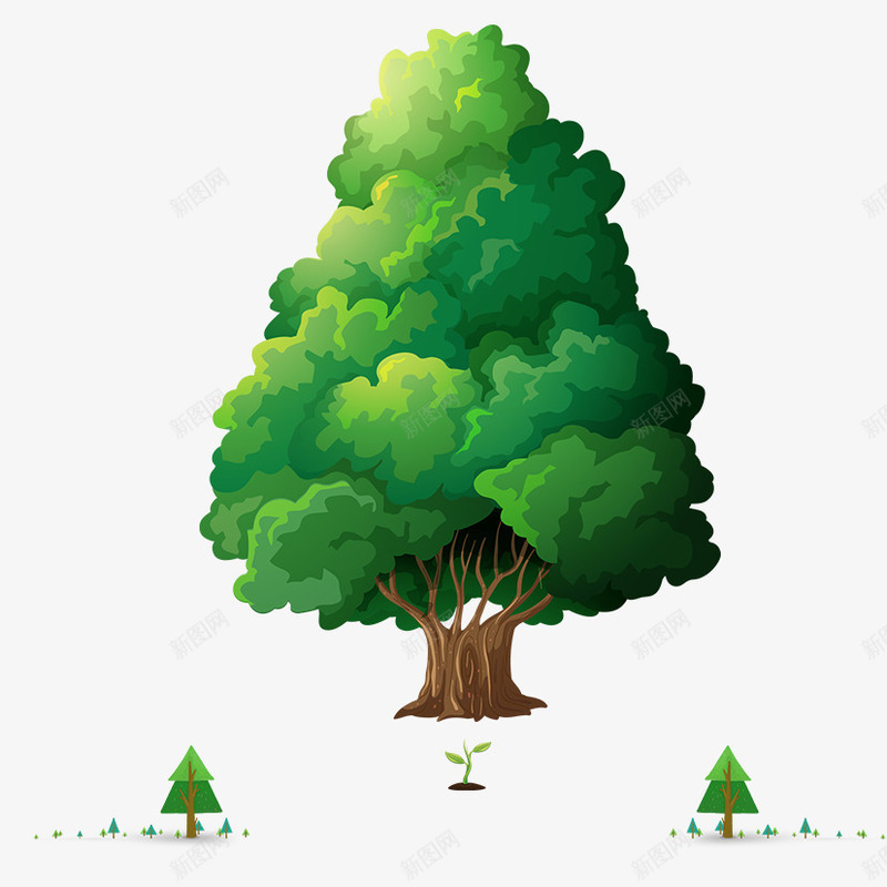 三棵小树png免抠素材_新图网 https://ixintu.com 卡通树 小树 树 树木 梧桐树